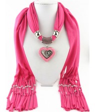 All-match Style Love Pendant Scarf Necklace - Pink