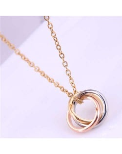 Fashion Jewelry Wholesale Three Colors Circles Combo Pendant Unique Design Necklace