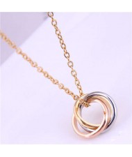 Fashion Jewelry Wholesale Three Colors Circles Combo Pendant Unique Design Necklace