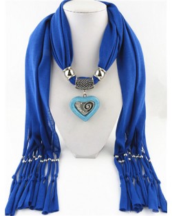 All-match Style Love Pendant Scarf Necklace - Royal Blue