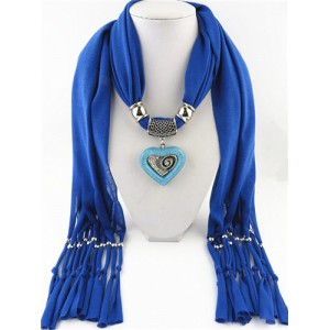 All-match Style Love Pendant Scarf Necklace - Royal Blue