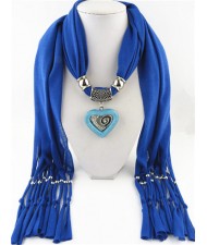 All-match Style Love Pendant Scarf Necklace - Royal Blue