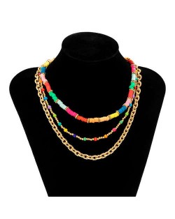 Candy Color Multi-layers Bohemian Fashion Women Wholesale Costume Necklace