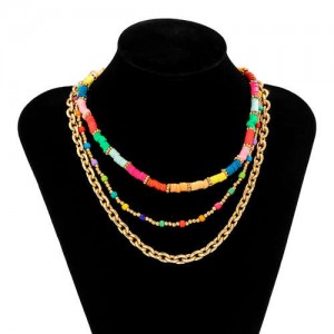 Candy Color Multi-layers Bohemian Fashion Women Wholesale Costume Necklace