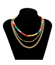 Candy Color Multi-layers Bohemian Fashion Women Wholesale Costume Necklace