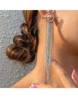 French Vintage Style Long Chain Tassel Bold Fashion Women Wholesale Earrings - Silver