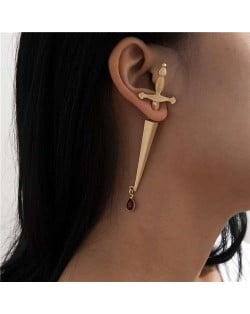 Sword Modeling Cool Design Wholesale Jewelry Bold Fashion Unique Earrings - Golden