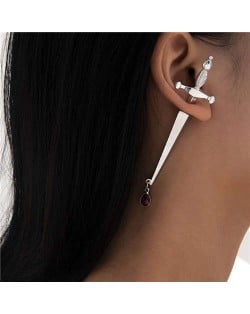 Sword Modeling Cool Design Wholesale Jewelry Bold Fashion Unique Earrings - Silver