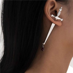 Sword Modeling Cool Design Wholesale Jewelry Bold Fashion Unique Earrings - Silver