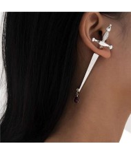 Sword Modeling Cool Design Wholesale Jewelry Bold Fashion Unique Earrings - Silver