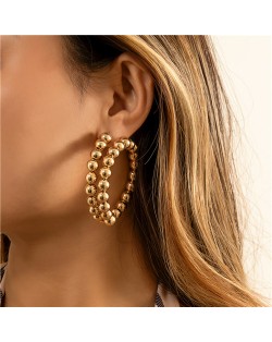 Exaggerated Cold Style U.S. Fashion Big Twist Wholesale Hoop Earrings - Golden