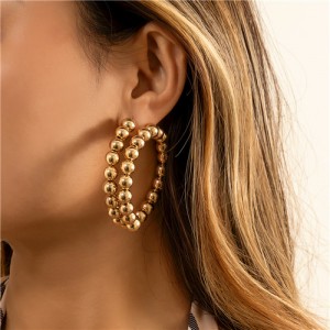 Exaggerated Cold Style U.S. Fashion Big Twist Wholesale Hoop Earrings - Golden