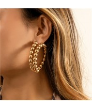 Exaggerated Cold Style U.S. Fashion Big Twist Wholesale Hoop Earrings - Golden