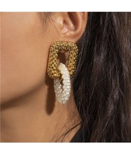 Exaggerating Popular Concavo-convex Surface Square Buckle Design Women Wholesale Earrings