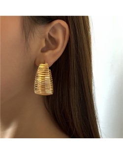Wholesale Fashion Jewelry Punk Cool Style Twisted Alloy Hoop Earrings - Golden