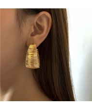 Wholesale Fashion Jewelry Punk Cool Style Twisted Alloy Hoop Earrings - Golden