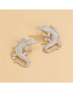 Popular Crocodile Wholesale Jewelry Hip Hop Style High Fashion Earrings - Silver