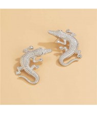 Popular Crocodile Wholesale Jewelry Hip Hop Style High Fashion Earrings - Silver