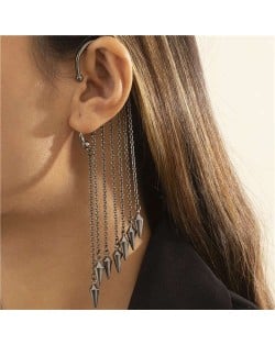 Punk Style Bold Fashion Rivet Long Tassel Gun Black Singular Ear Hooks