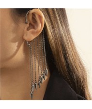 (1 Piece) Punk Style Bold Fashion Rivet Long Tassel Gun Black Singular Ear Hook