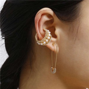 Innovative Design Wholesale Jewelry Moon Shape and Paper Clip Combo Women Ear Clips Set