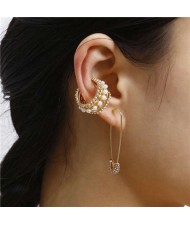 Innovative Design Wholesale Jewelry Moon Shape and Paper Clip Combo Women Ear Clips Set