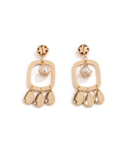 Rectangular Tear Drops Dangle Alloy Women Wholesale Statement Earrings - Golden