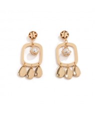 Rectangular Tear Drops Dangle Alloy Women Wholesale Statement Earrings - Golden