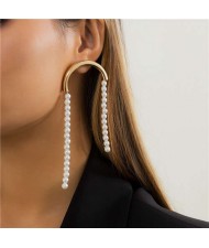 Semicircle with Elegant Pearl Long Tassel Women Popular Wholesale Costume Earrings