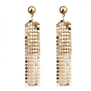 French Style Hollow-out Sun Flower Long Tassel Wholesale Jewelry Earrings - Golden