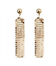 French Style Hollow-out Sun Flower Long Tassel Wholesale Jewelry Earrings - Golden