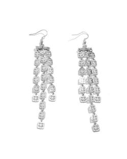 French Style Hollow-out Sun Flower Long Tassel Wholesale Jewelry Earrings - Silver