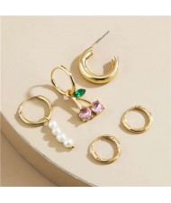 U.S. Fashion Hip Hop Style Cherry and Pearl Combo Wholesale Jewelry Earrings Set