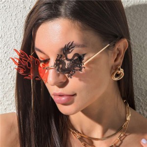 7 Colors Available Dragon and Phoenix Frameless Design Hiphop Party Fashion Wholesale Sunglasses