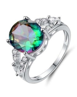 Bold Fashion Green Oval Stone Shining Colorful Women Party Wholesale Costume Ring