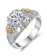 Golden Sunflower Decorated Hollow-out Exaggerate Fashion Women Wholesale Ring