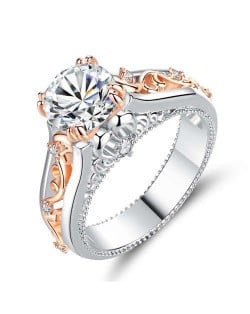 Wholesale Jewelry Hollow-out Rose Gold Color Branch Bold Fashion Two-toned Women Ring