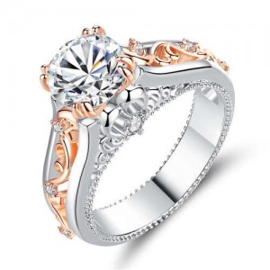 Wholesale Jewelry Hollow-out Rose Gold Color Branch Bold Fashion Two-toned Women Ring