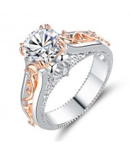 Wholesale Jewelry Hollow-out Rose Gold Color Branch Bold Fashion Two-toned Women Ring