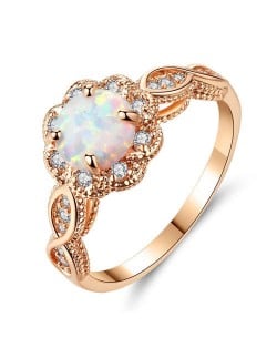 Flower Torus Design Shining Opal Elegant Women Banquet/ Party Costume Ring