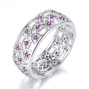 Vintage Window Grilles Architectural Design Abstract Hollow-out Wide Version Women Ring - Rose