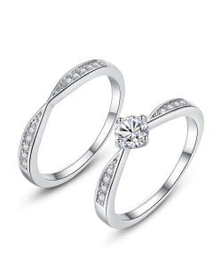 Minimalist Romantic Style 2 pieces Combo Women Wedding Fashion Rings Set