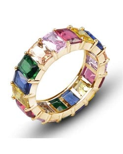 Wholesale Fashion Jewelry Rainbow Color Wide Version Women Party Costume Ring