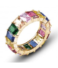 Wholesale Fashion Jewelry Rainbow Color Wide Version Women Party Costume Ring