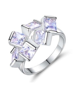 Simple Three-dimensional Square Design Bold Architectural Fashion Women Party Ring