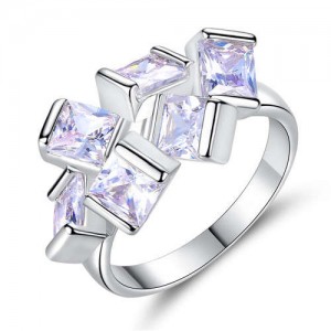 Simple Three-dimensional Square Design Bold Architectural Fashion Women Party Ring