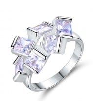 Simple Three-dimensional Square Design Bold Architectural Fashion Women Party Ring