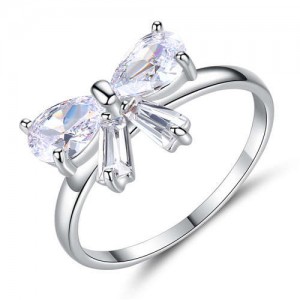 Korean Fashion Bling Bowknot Lovely Design Women Wholesale Ring