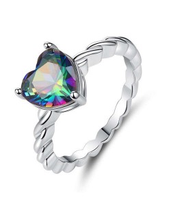 Green Colorful Peach Heart Shape Main Stone Romantic Design Women Wholesale Ring