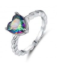 Green Colorful Peach Heart Shape Main Stone Romantic Design Women Wholesale Ring